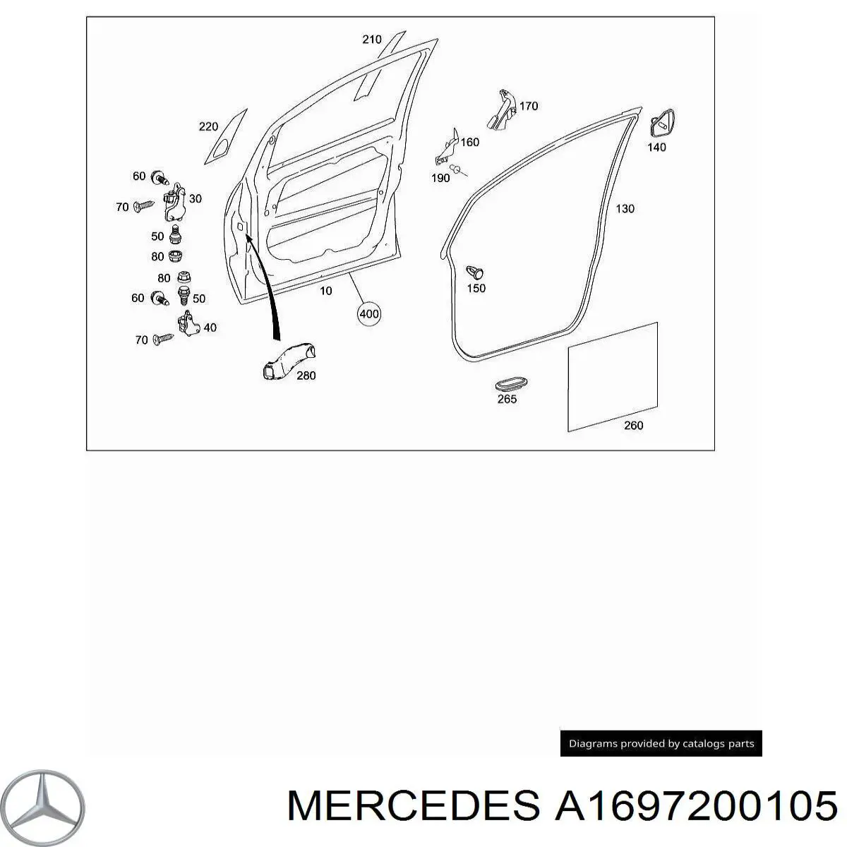 Передняя левая дверь Мерседес-бенц А W169 (Mercedes A)