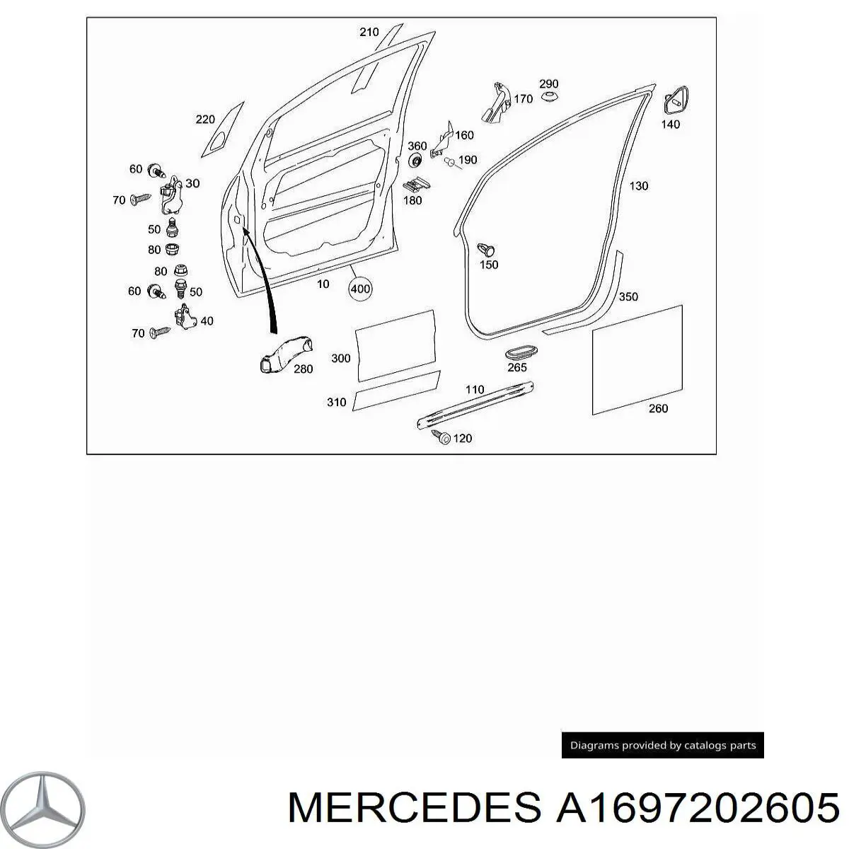 A1697202605 Mercedes дверь передняя правая