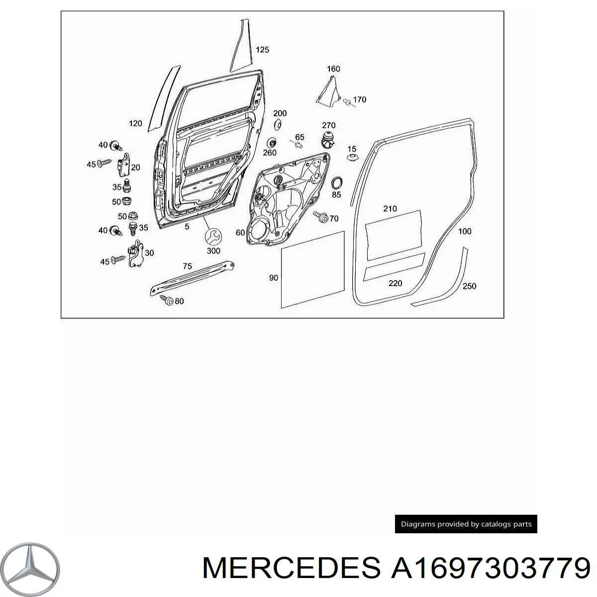 A1697303779 Mercedes mecanismo de acionamento de vidro da porta traseira esquerda