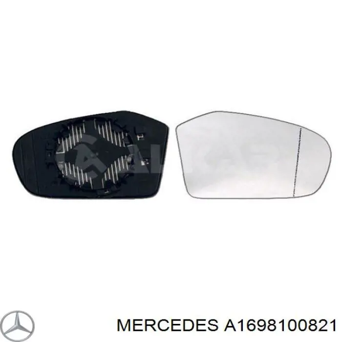 A1698100821 Mercedes elemento espelhado do espelho de retrovisão direito