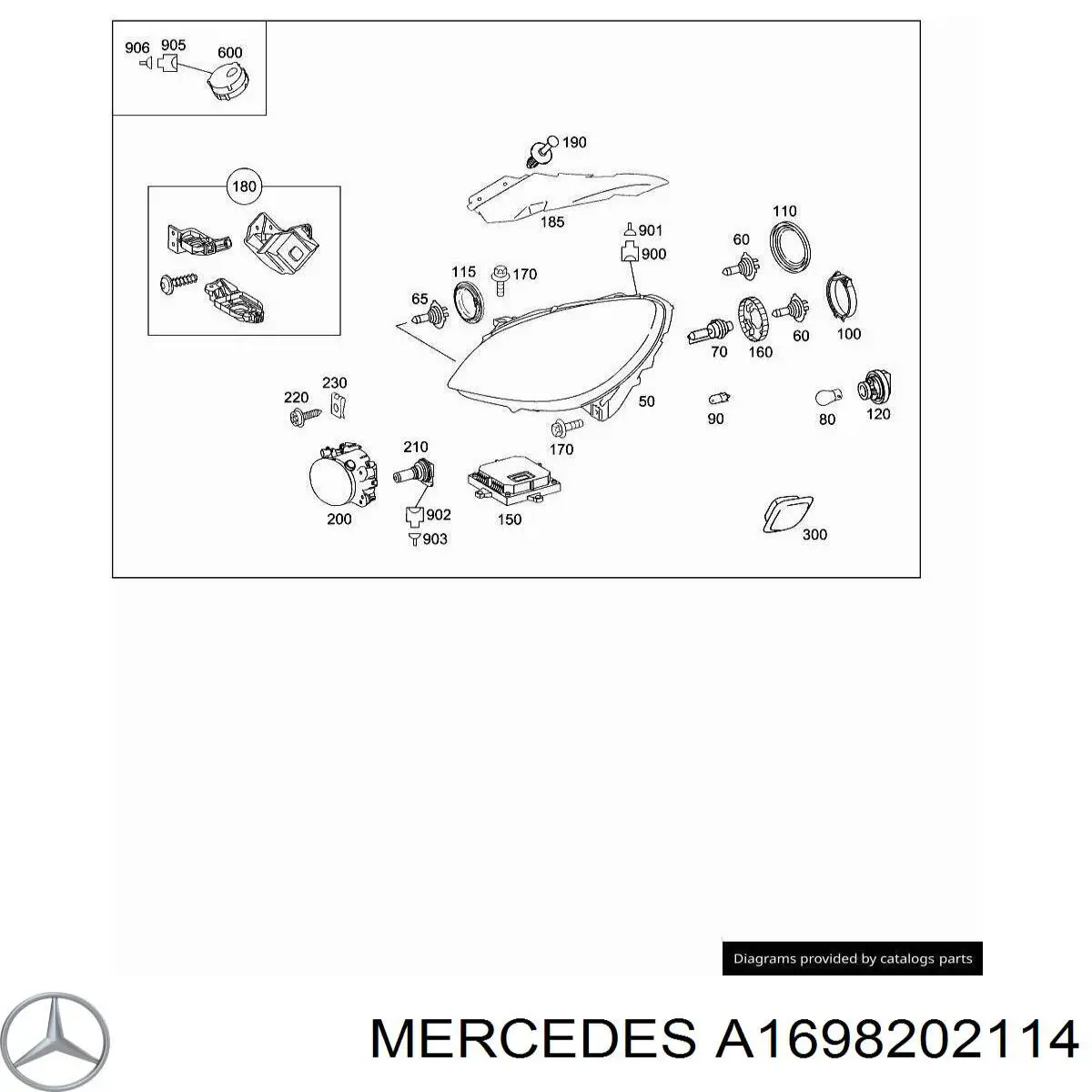 A1698202114 Mercedes Крепление фары передней, левой