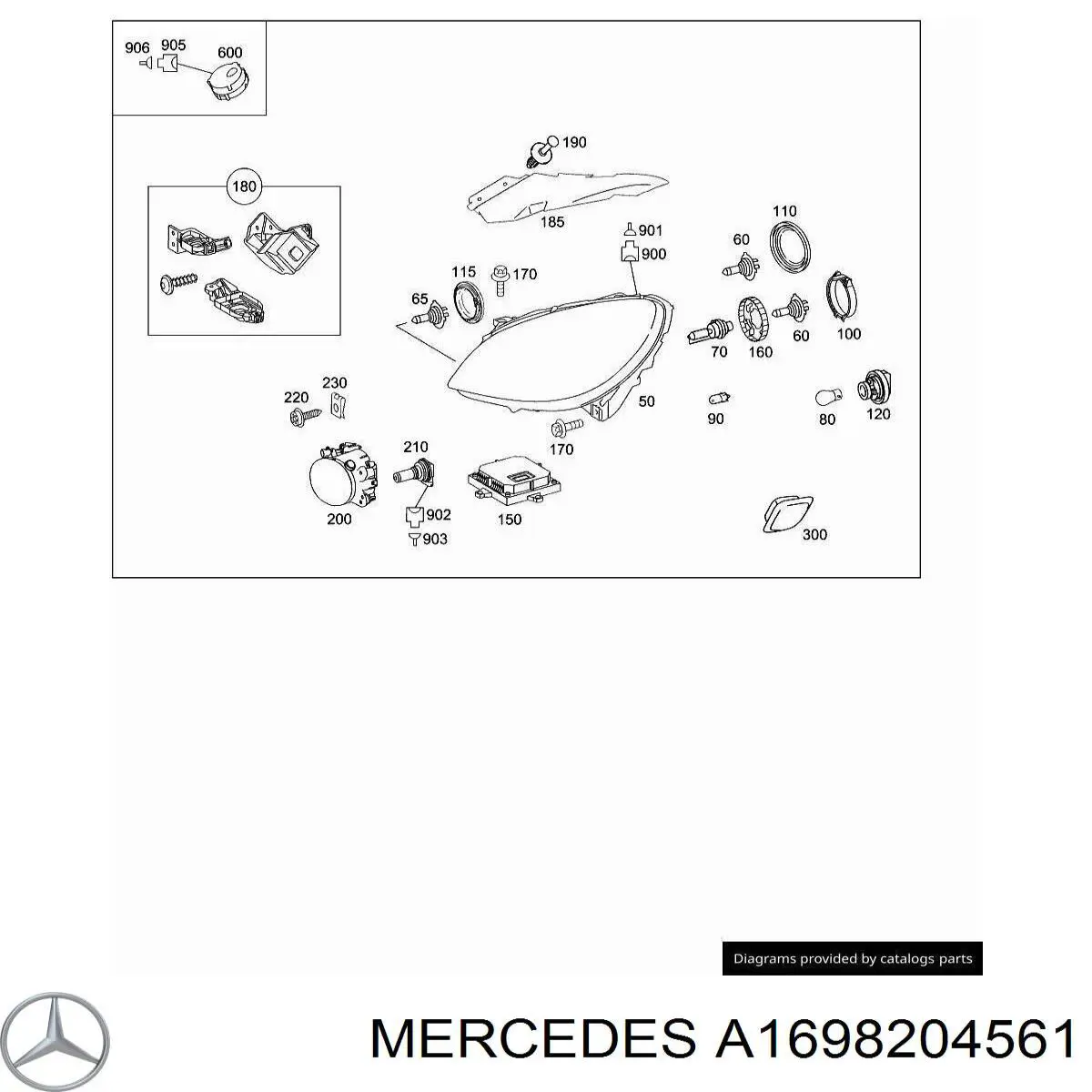 Фара левая Mercedes A1698204561 цена, от 316.75 USD