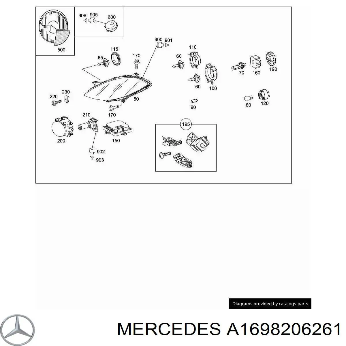 Фара правая A1698206261 Mercedes