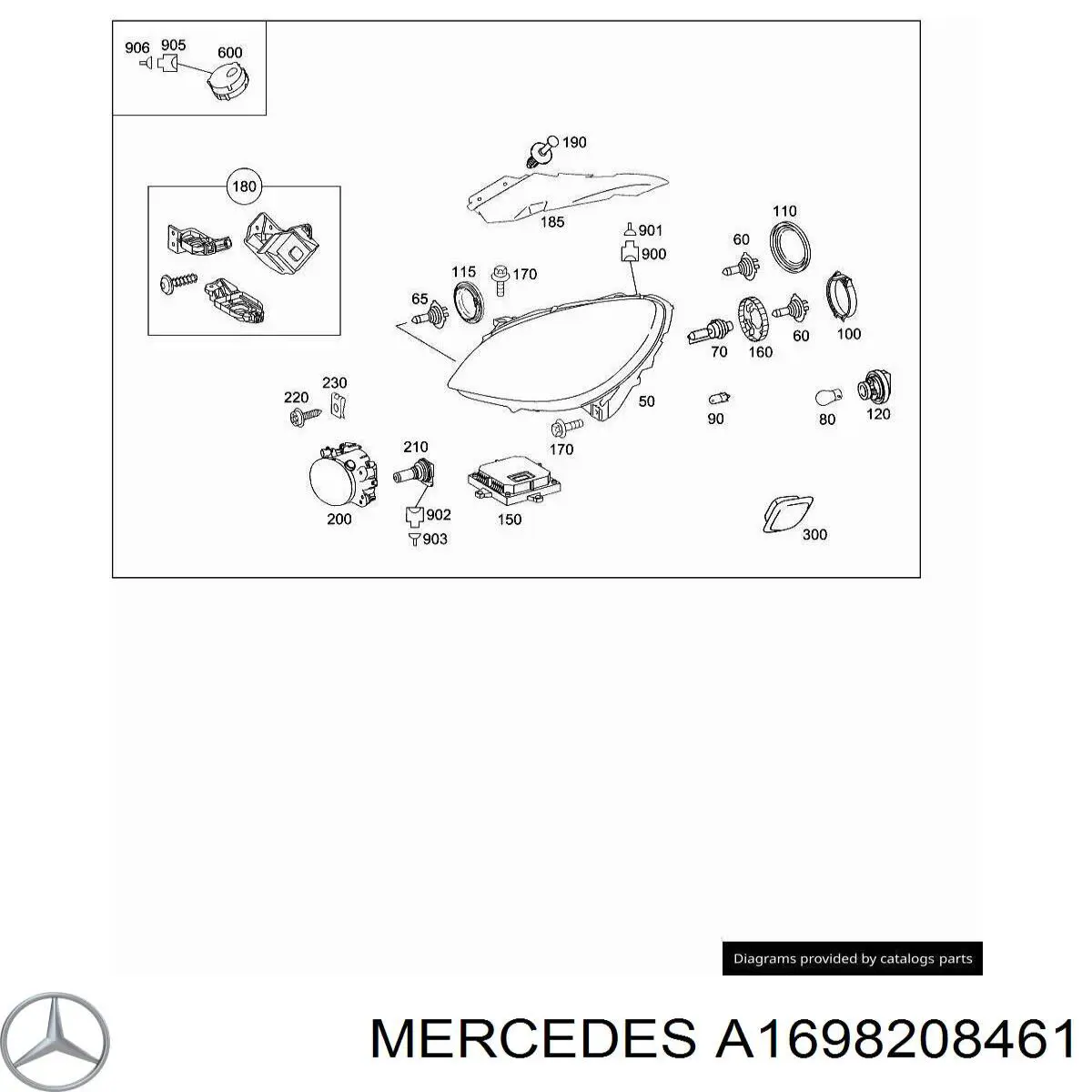 Фара правая A1698208461 Mercedes