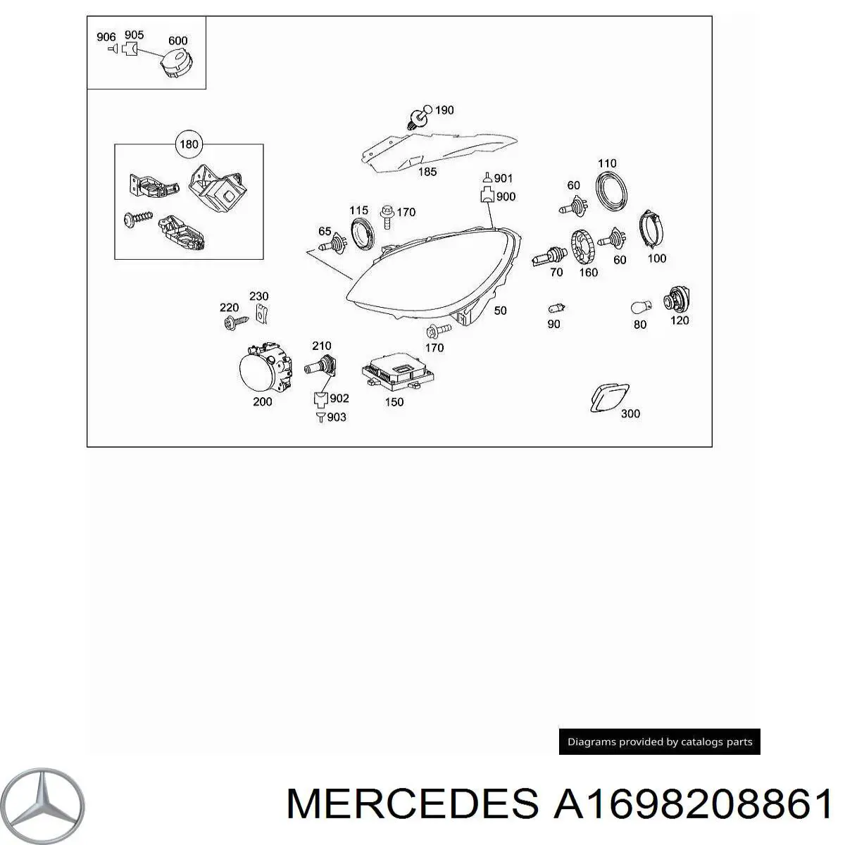 A1698208861 Mercedes фара правая