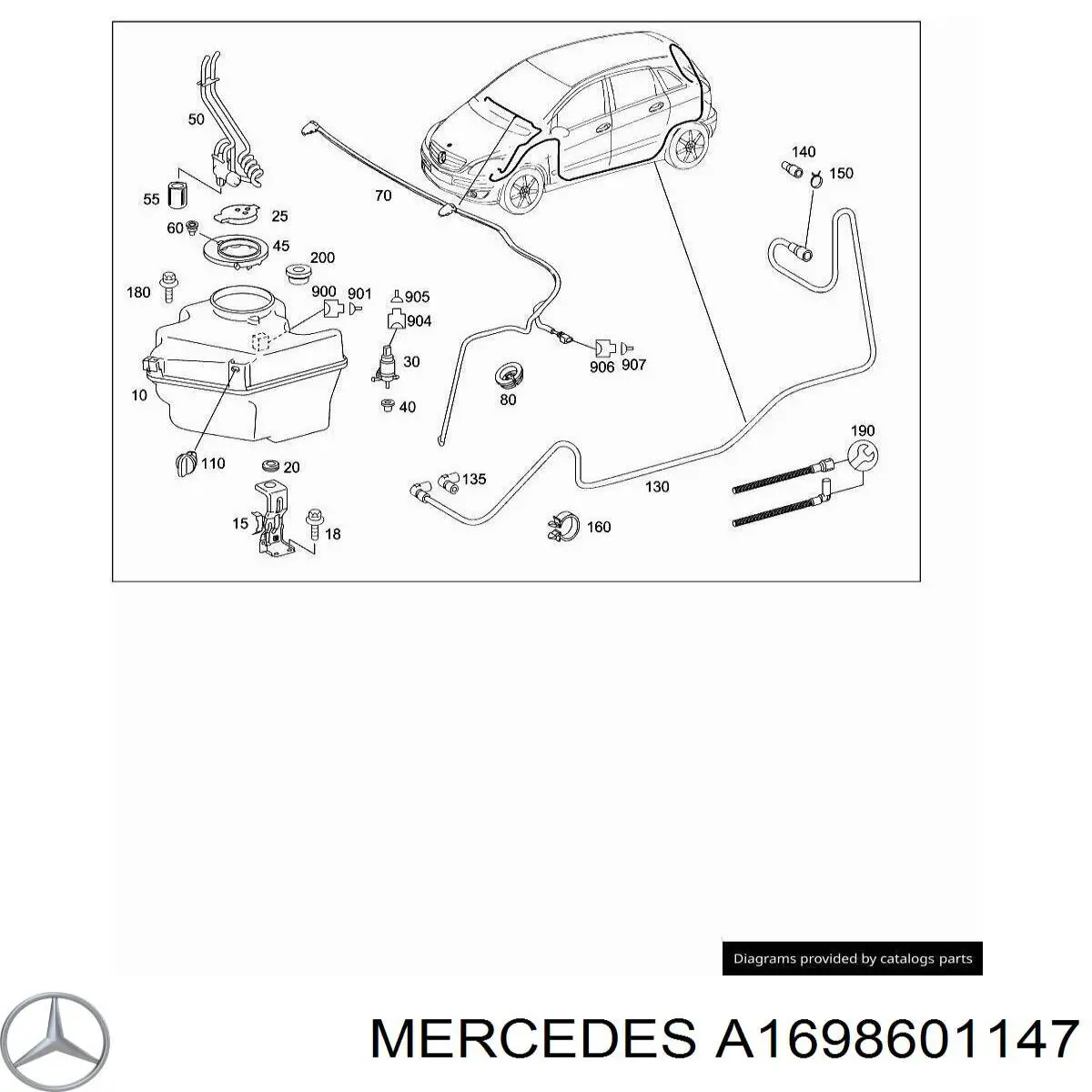 A1698601147 Mercedes форсунка омывателя фары передней левой