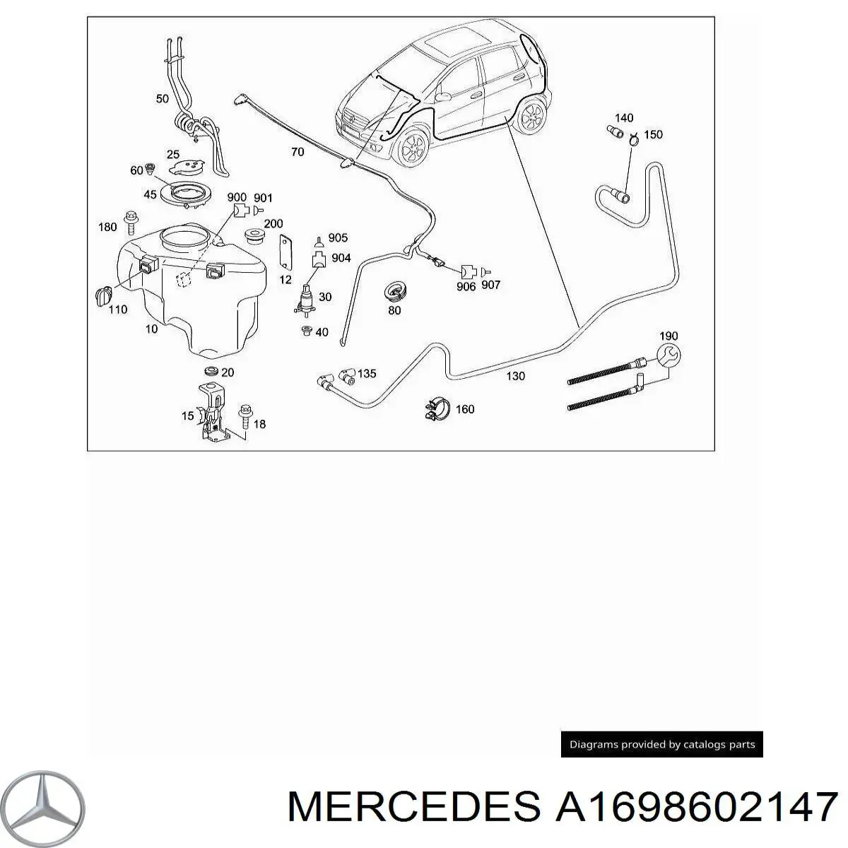 A1698602147 Mercedes injetor de fluido para lavador da luz dianteira esquerda