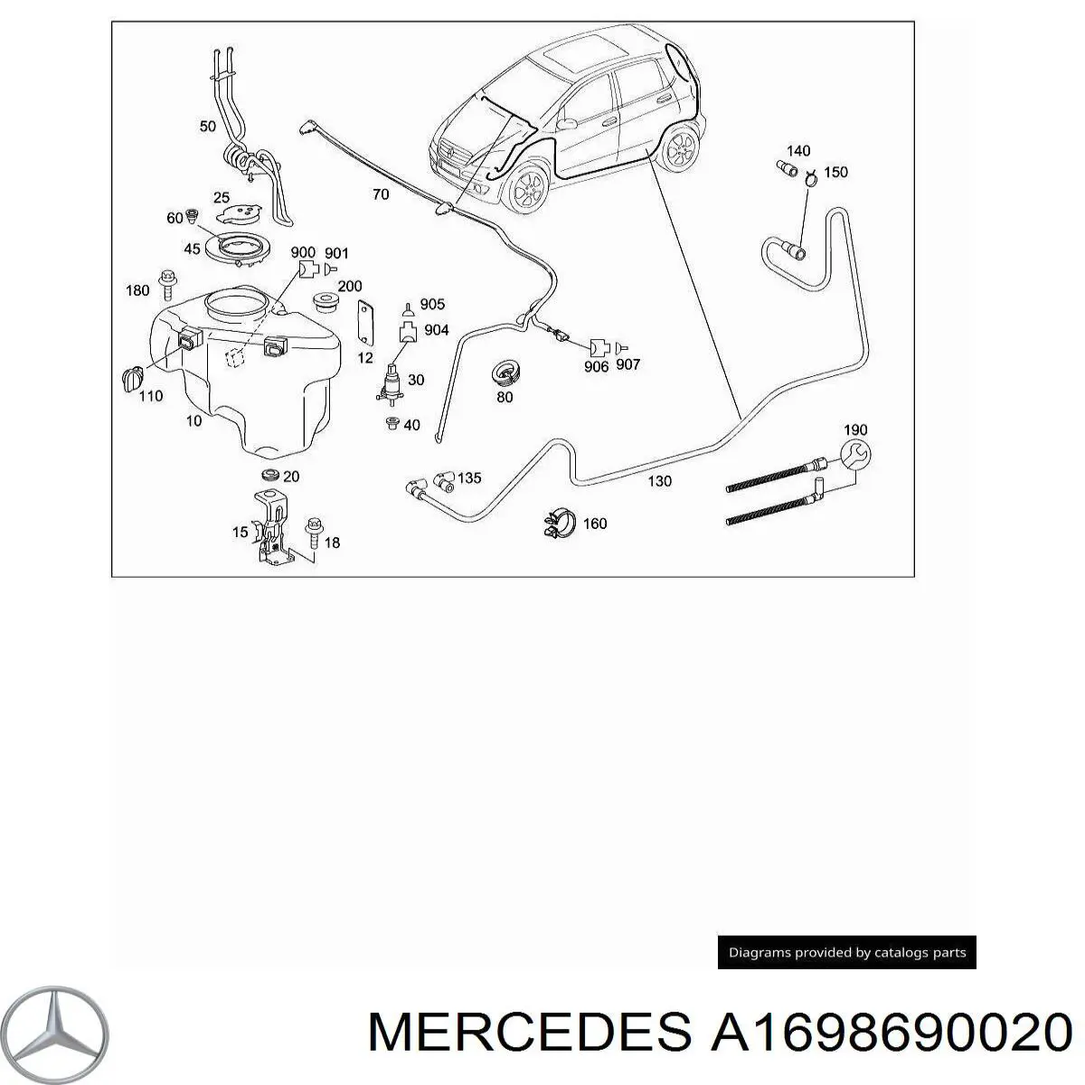 Купить 1698690820 Mercedes Бачок омывайки