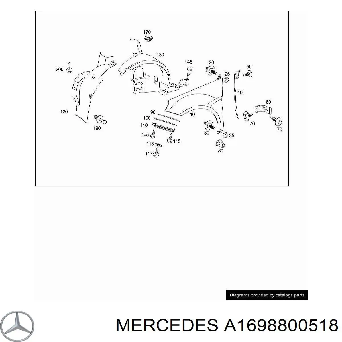 A1698800518 Mercedes pára-lama dianteiro esquerdo