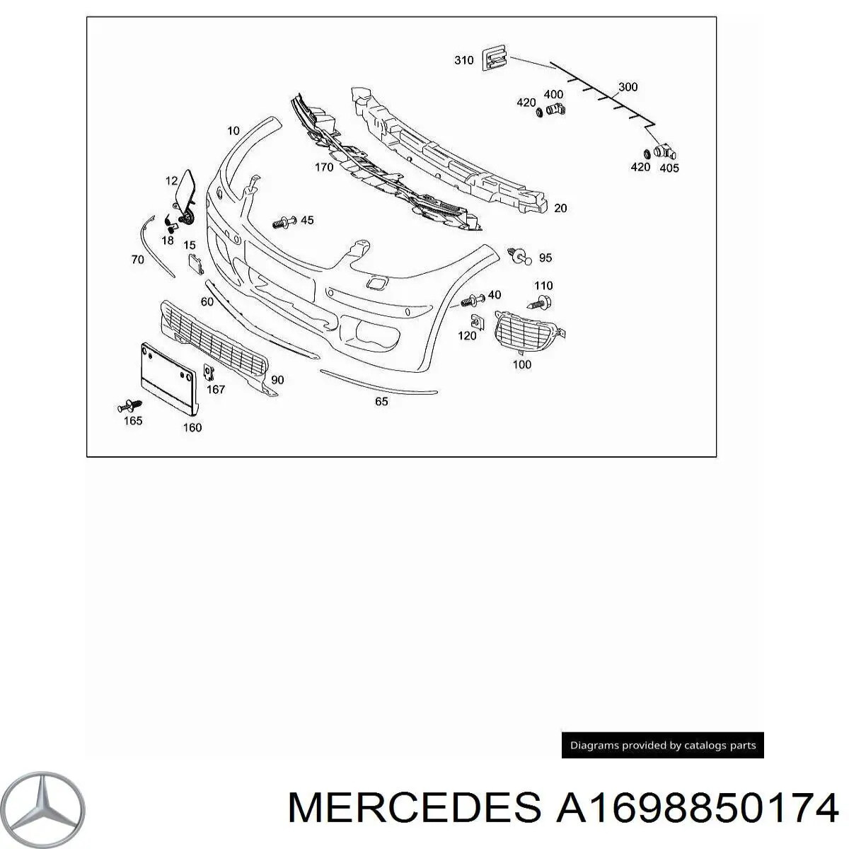 A1698850174 Mercedes молдинг бампера переднего левый