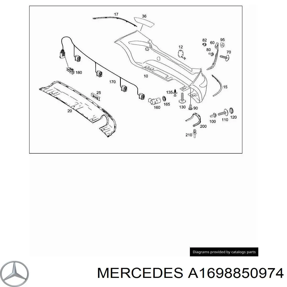 Молдинг бампера заднего левый Mercedes 1698850974 цена, от 10.14 USD