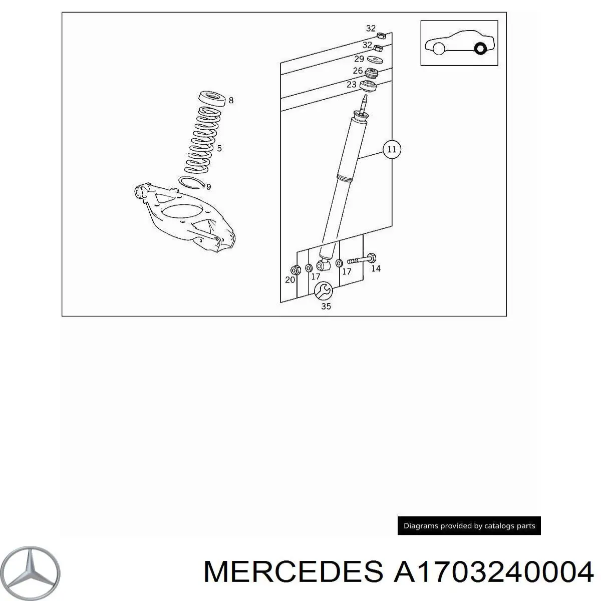 Пружина амортизатора Mercedes A1703240004 цена, от 95.03 USD