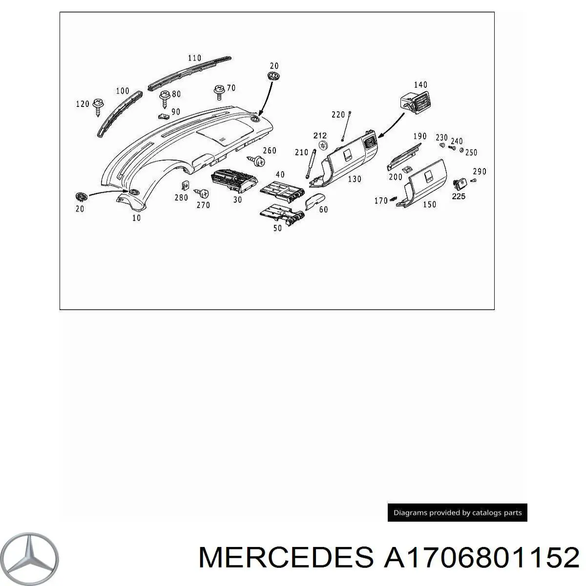 Отсек для очков Mercedes A1706801152 цена, от 209.96 USD