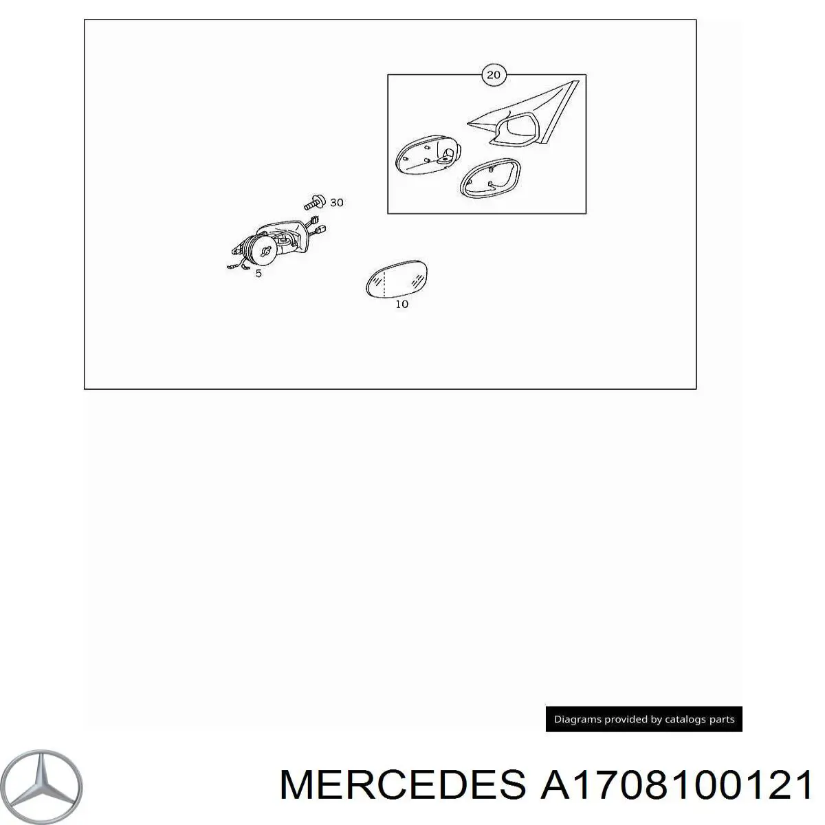 A1708100121 Mercedes зеркальный элемент зеркала заднего вида левого