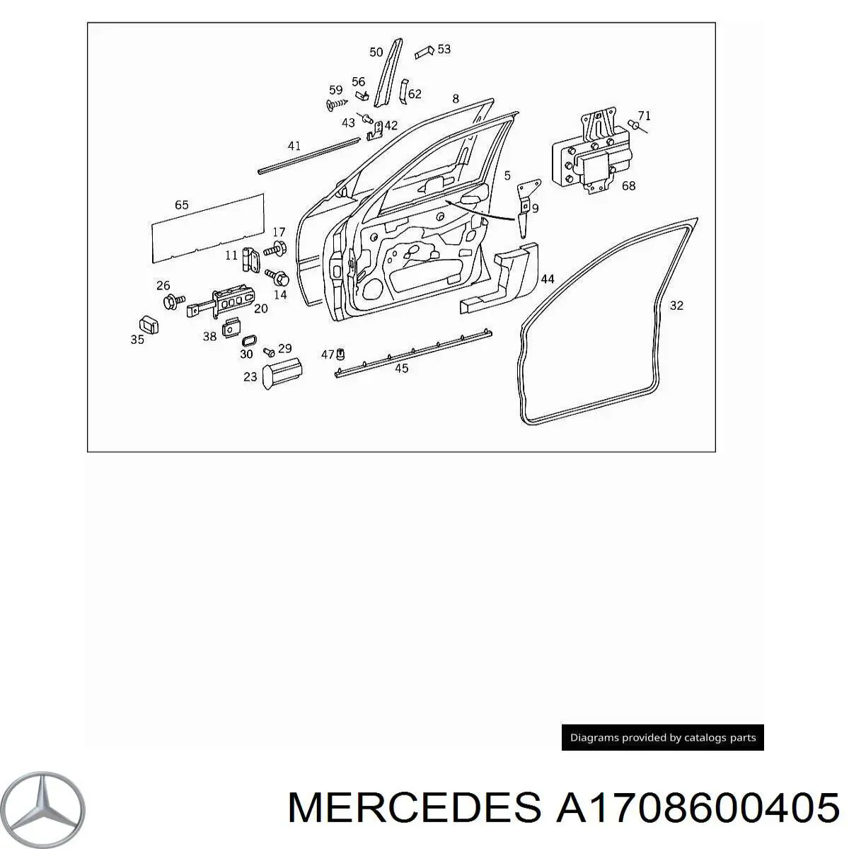 A1708600405 Mercedes cinto de segurança (airbag da porta dianteira direita)