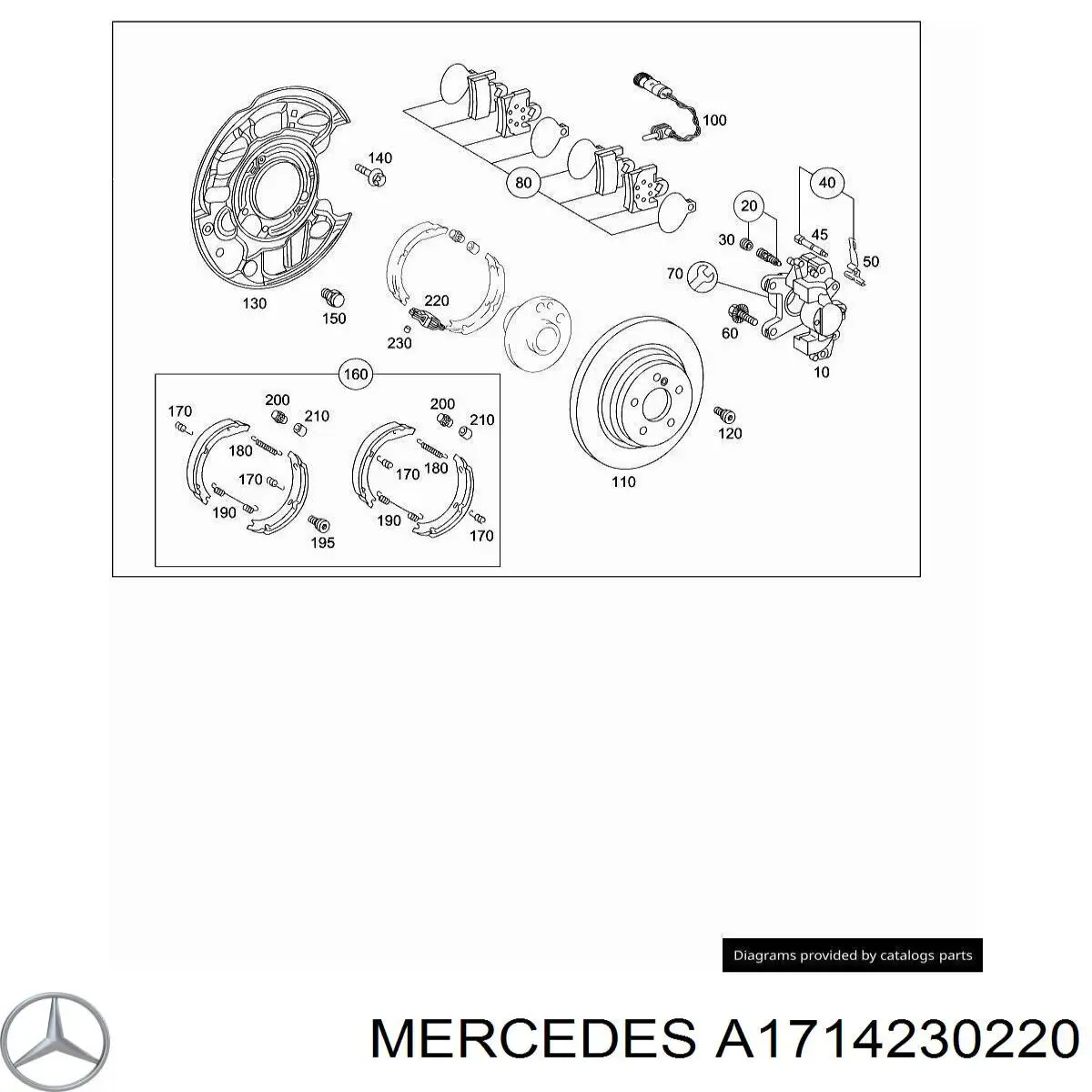 A1714230220 Mercedes proteção direita do freio de disco traseiro