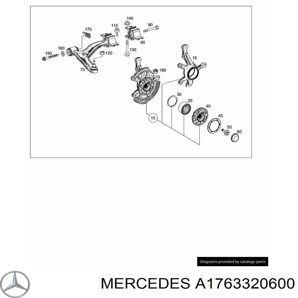 A1763320600 Mercedes Цапфа - поворотный кулак передний, правый