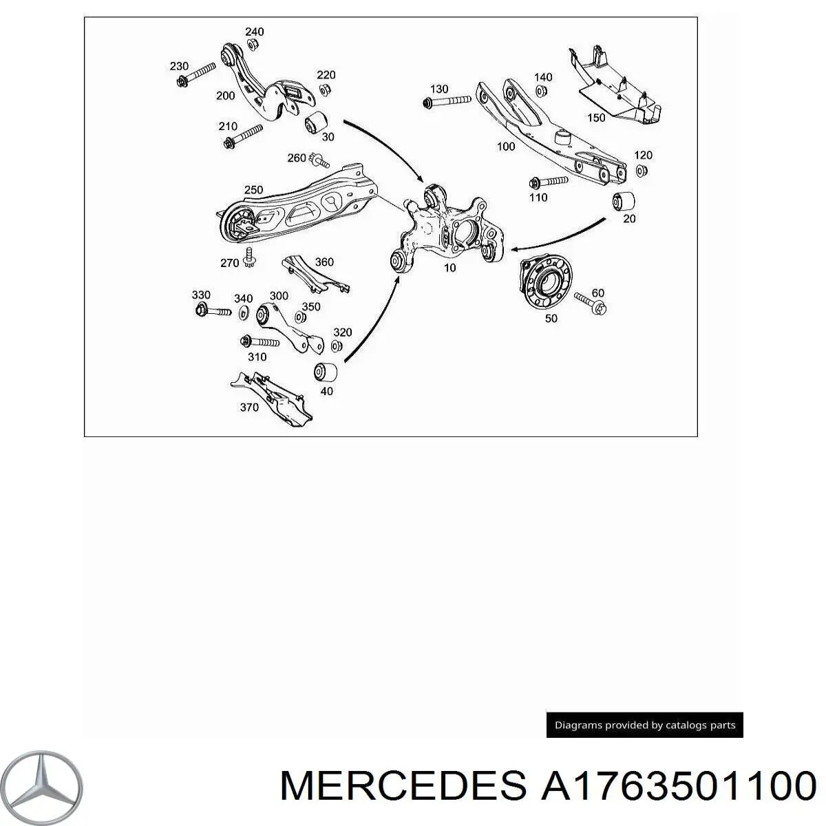 1763501100 Mercedes braço oscilante de suspensão traseira transversal