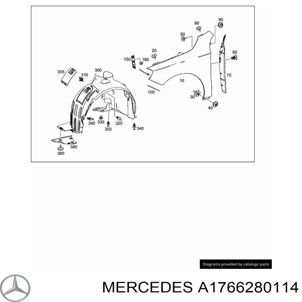 A1766280114 Mercedes Кронштейн крепления крыла переднего левого передний