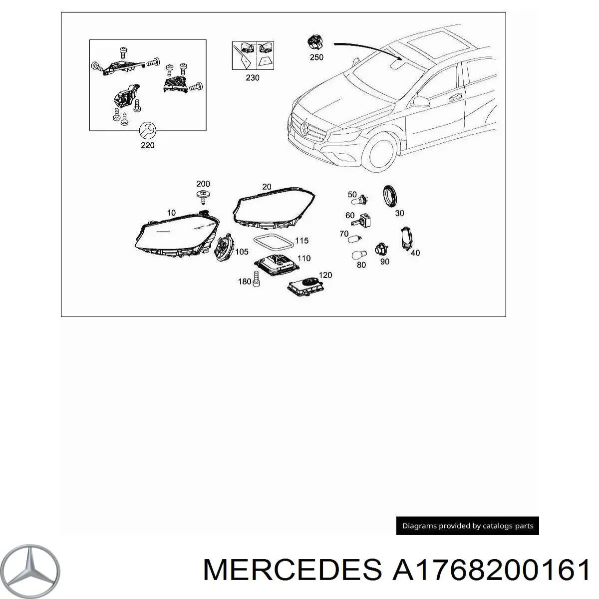 Фара левая A1768200161 Mercedes