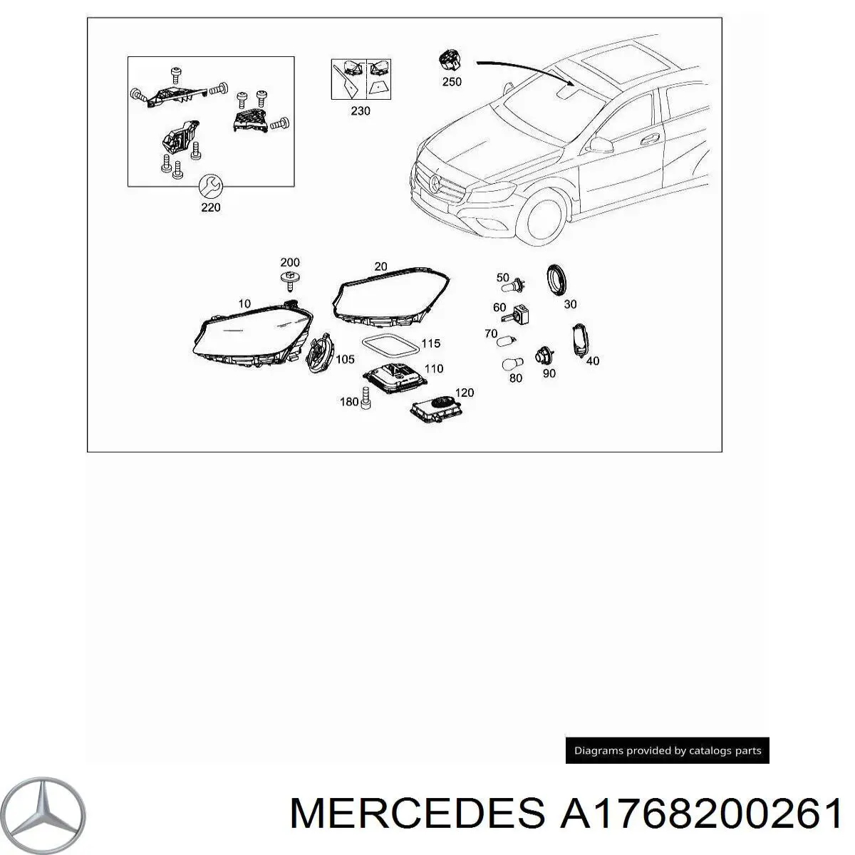 Фара правая A1768200261 Mercedes