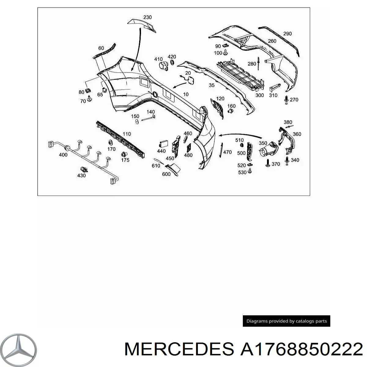 Заглушка бампера буксировочного крюка задняя A1768850222 Mercedes