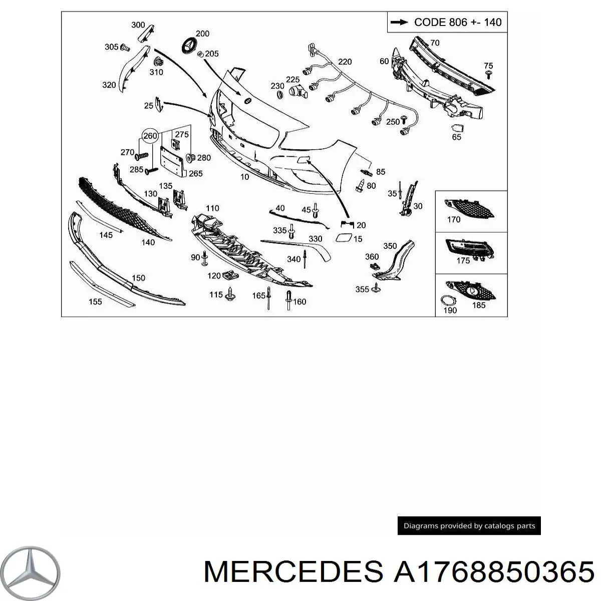 A1768850365 Mercedes Кронштейн бампера переднего