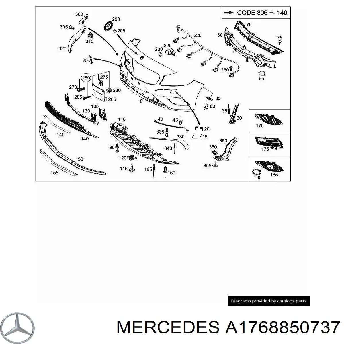 A1768850737 Mercedes Наполнитель бампера переднего