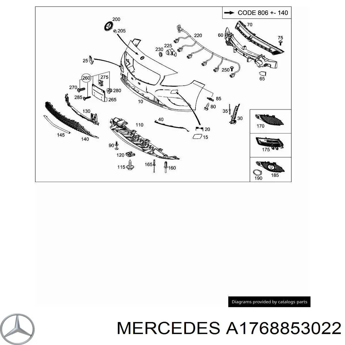  Mercedes A1768853022 цена, от 16.93 USD