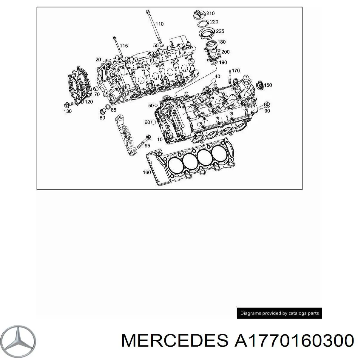 Vedante direito de cabeça de motor (CBC) para Mercedes GLS (X167)