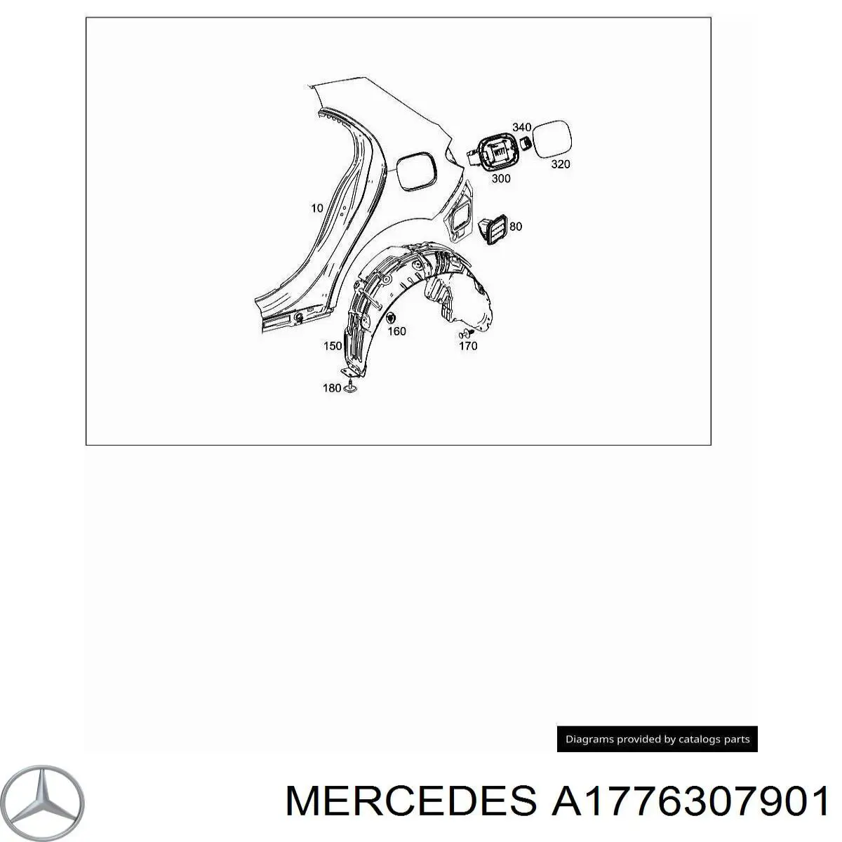 Pára-lama traseiro esquerdo para Mercedes A (W177)