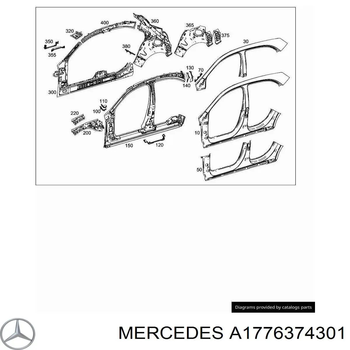 A1776374301 Mercedes montante de carroçaria dianteira esquerda