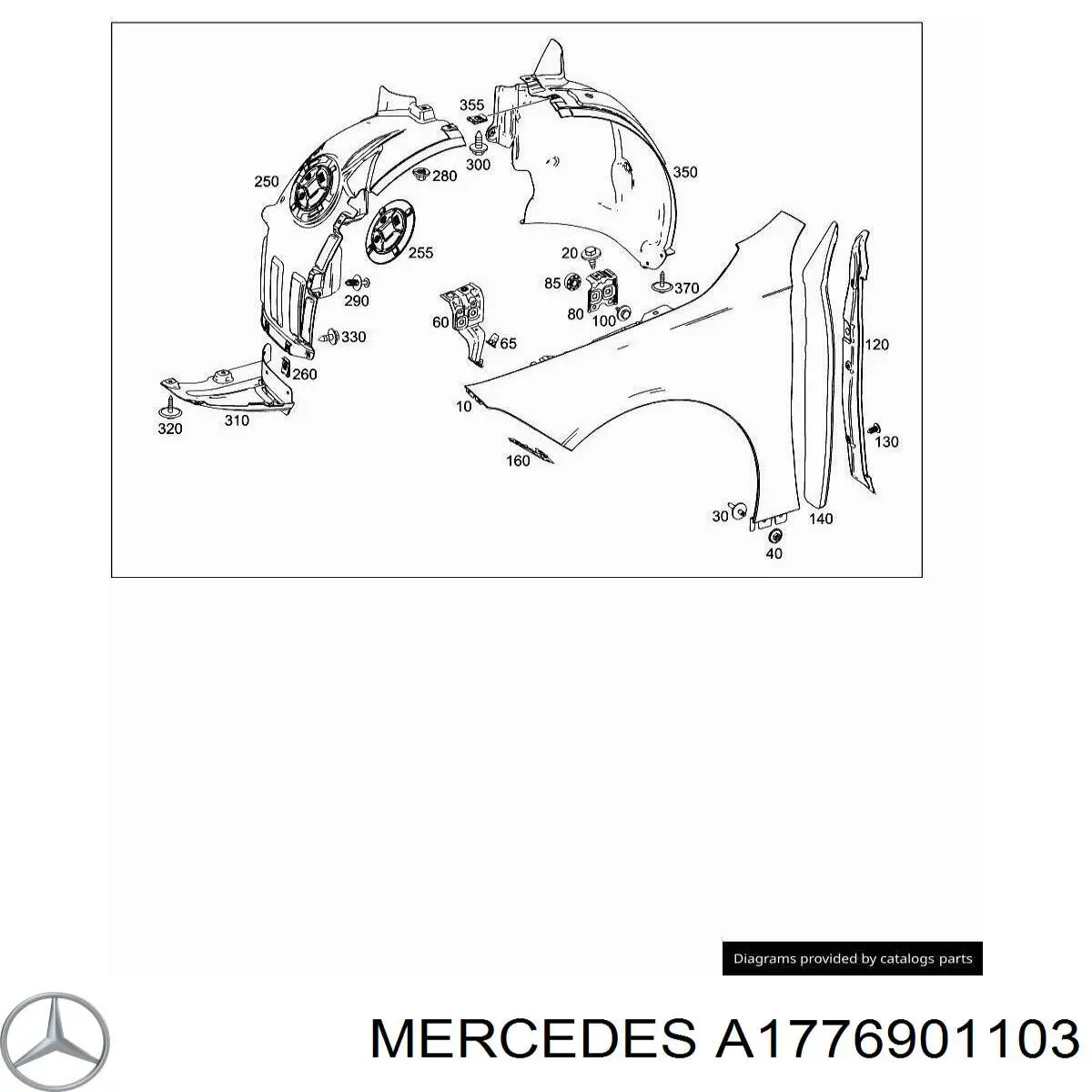 A1776901103 Mercedes guarda-barras esquerdo do pára-lama dianteiro