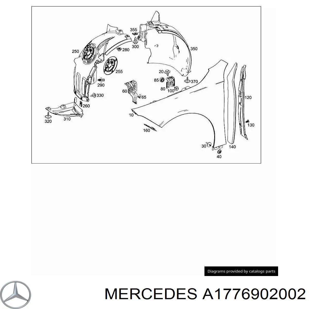 A1776902002 Mercedes Подкрыльник переднего крыла, правый