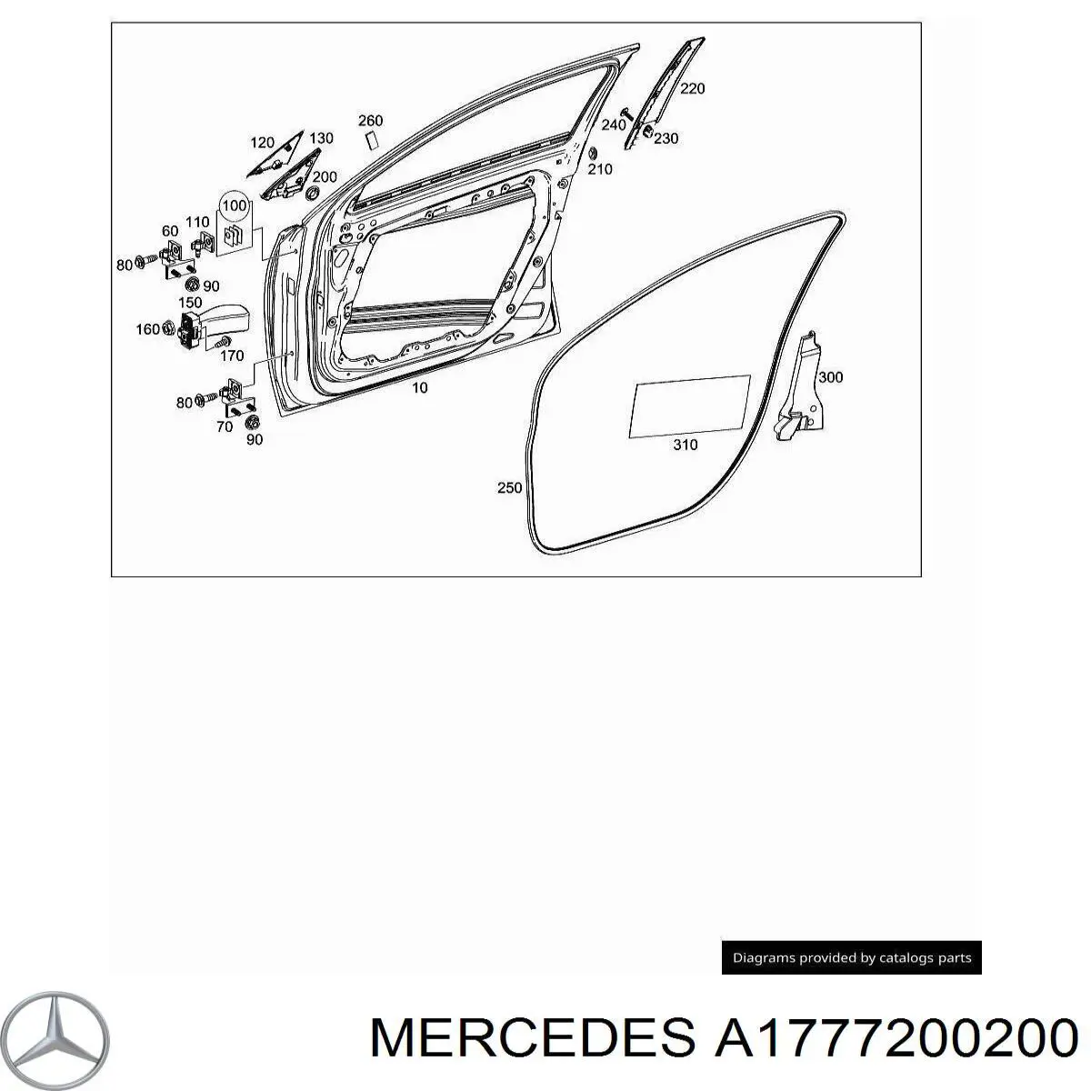 Петля передней двери правая на Mercedes A (W177)