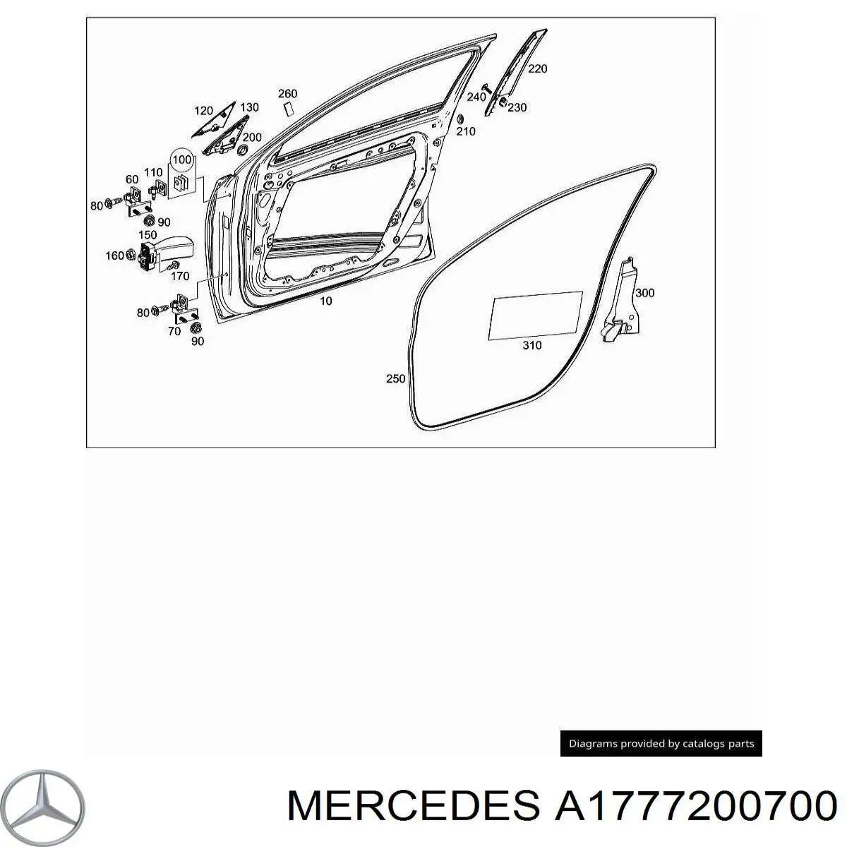 Передняя правая дверь Мерседес-бенц А W177 (Mercedes A)
