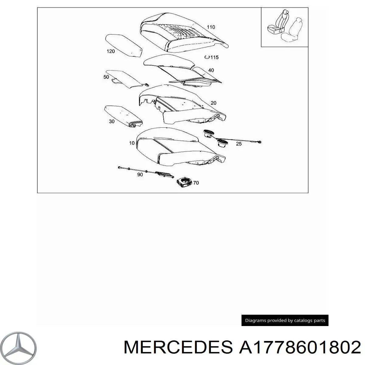 A1778601802 Mercedes Подушка безопасности AIRBAG спинки сиденья, правого