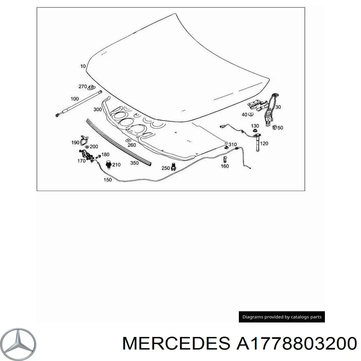 Трос капота Мерседес-бенц А W177 (Mercedes A)