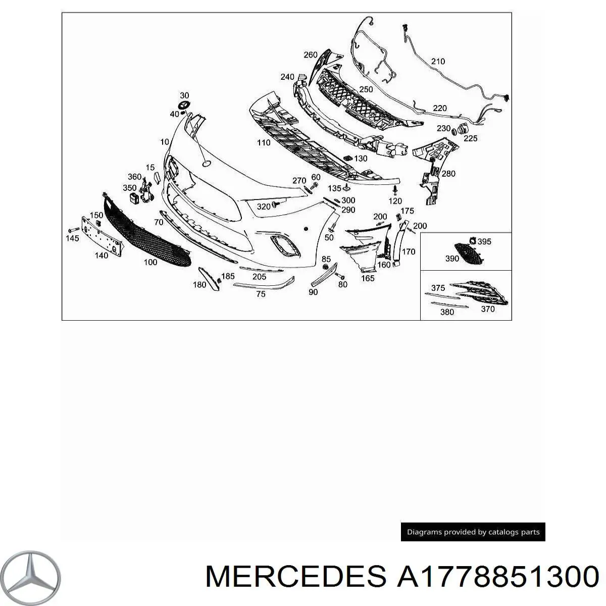 A1778851300 Mercedes consola central do pára-choque dianteiro