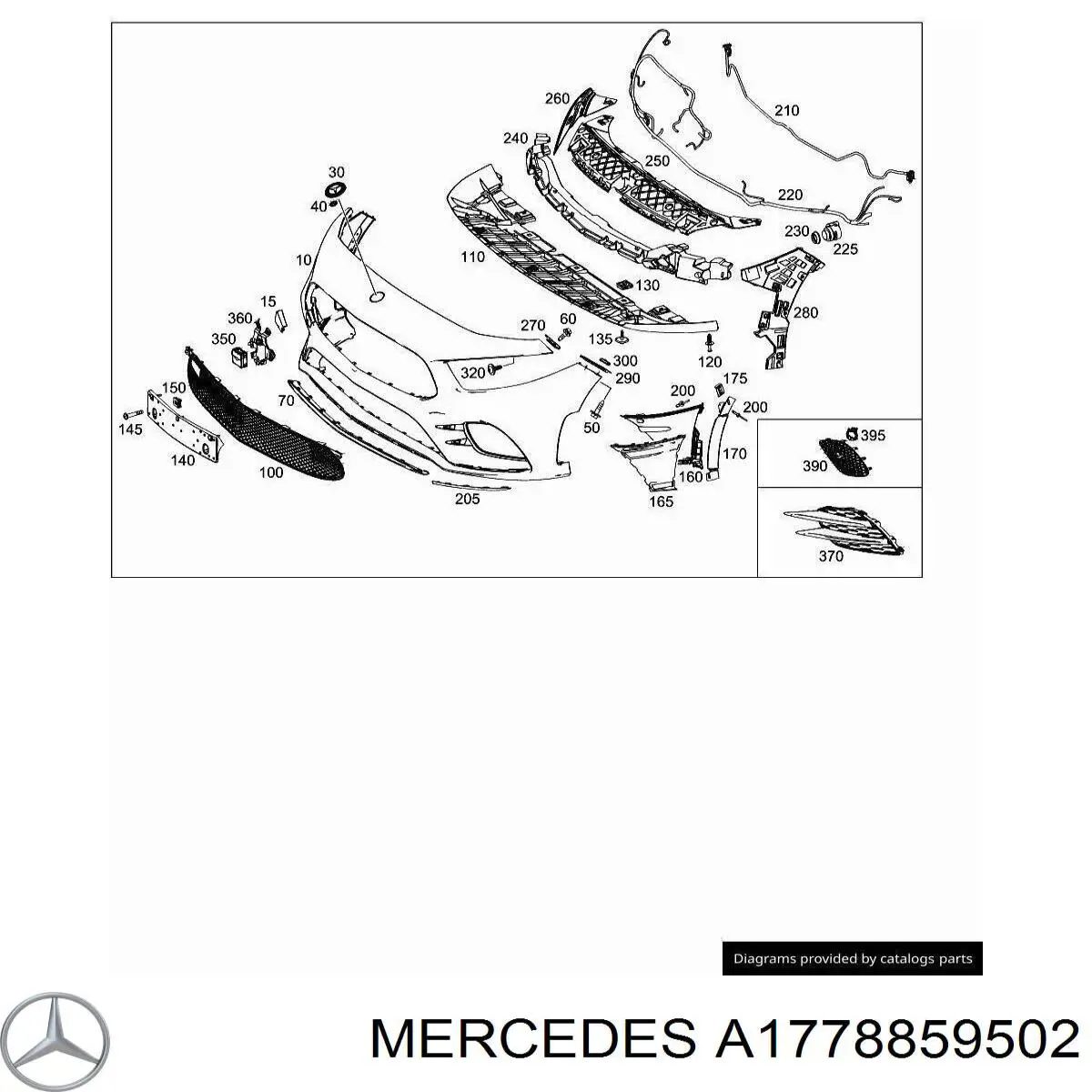 Крепление бампера на Mercedes A (W177)