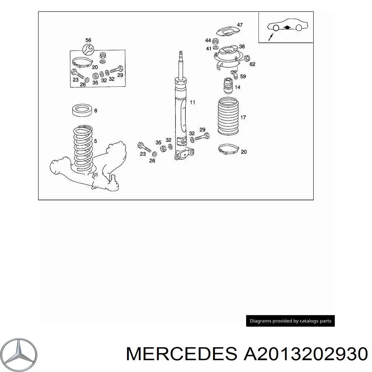 Амортизатор передний левый A2013202930 Mercedes