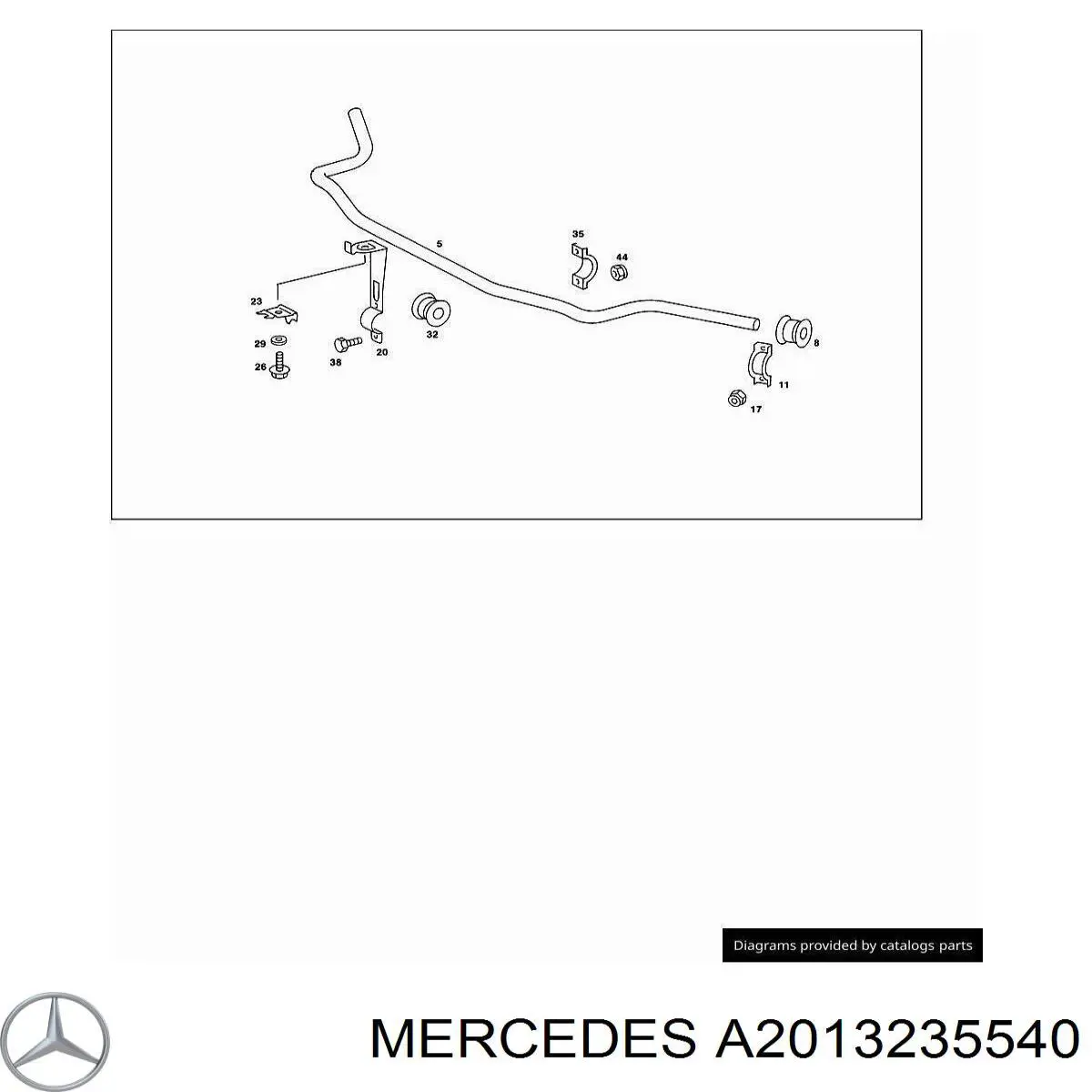 Хомут крепления втулки стабилизатора переднего A2013235540 Mercedes