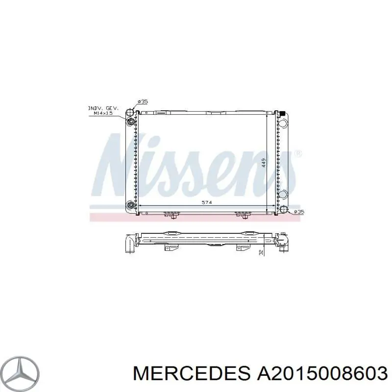 Купить A2015008603 Mercedes Радиатор водяной