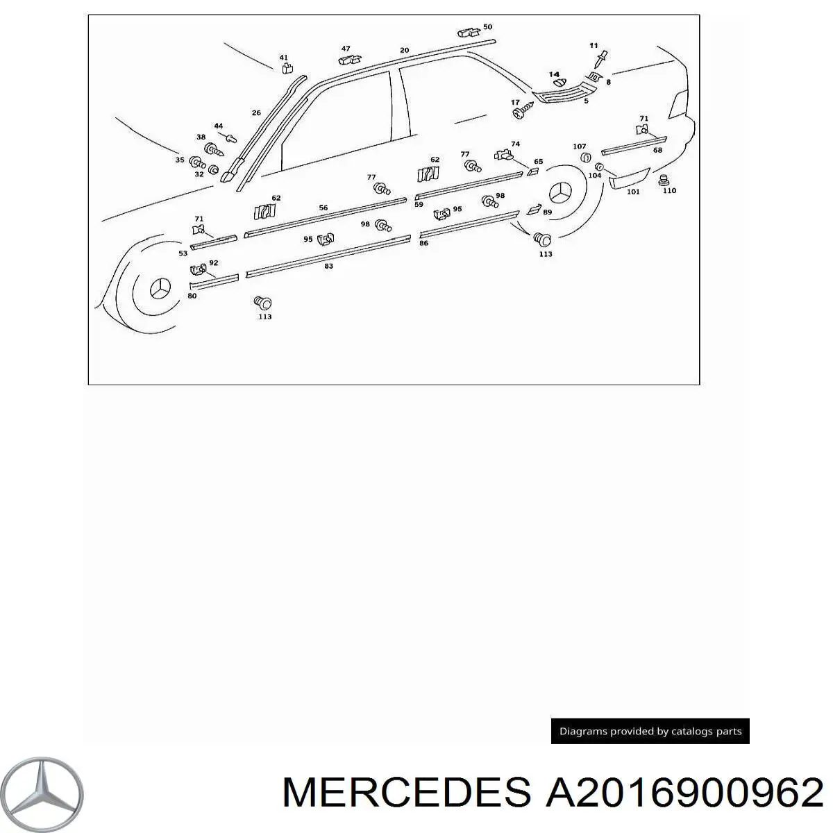 A2016900962 Mercedes Молдинг крыла заднего левого