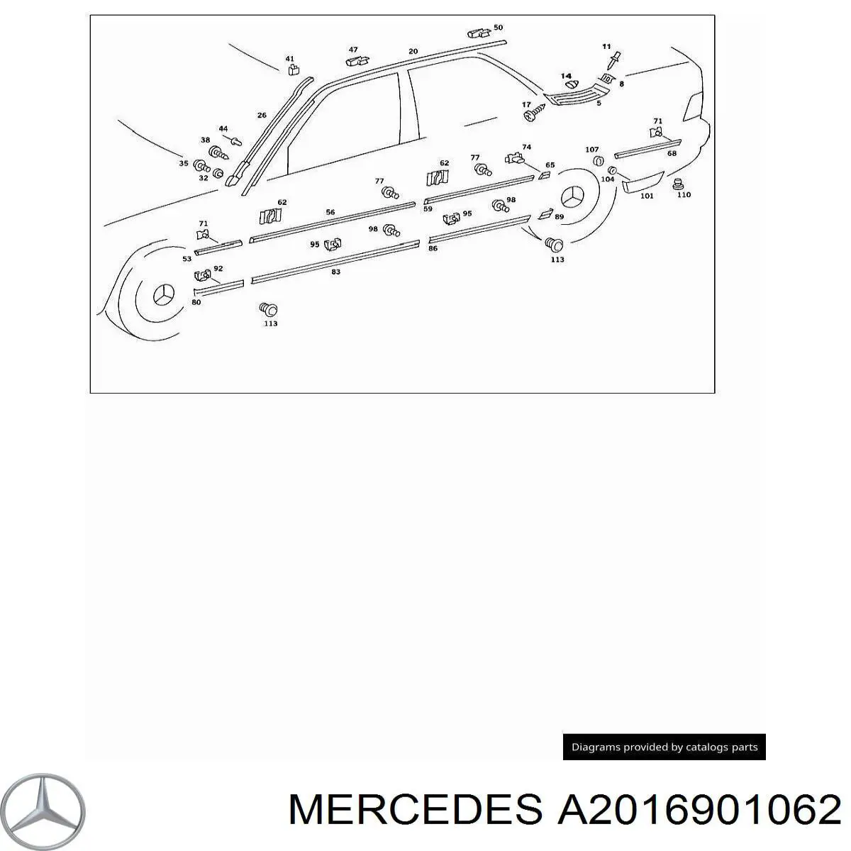 A2016901062 Mercedes Молдинг заднего правого крыла