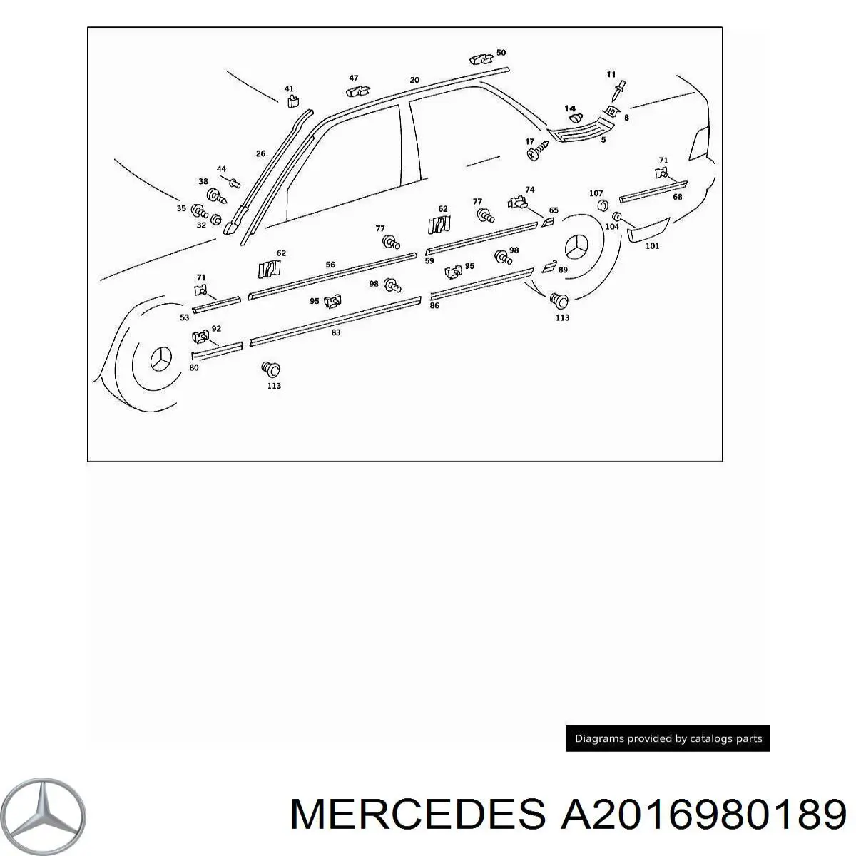 A2016980189 Mercedes Накладка крыла заднего левого