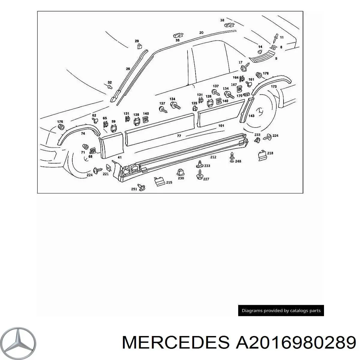 Накладка крыла заднего правого Mercedes A2016980289 цена, от 4.97 USD