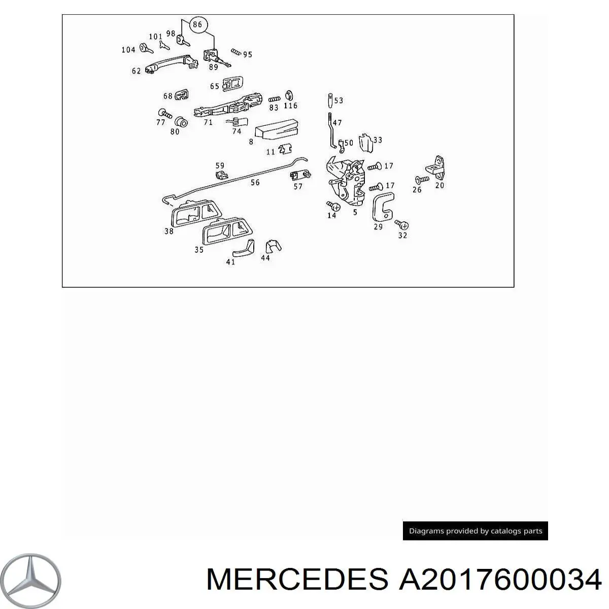 A2017600034 Mercedes Держатель наружной ручки двери левых дверей