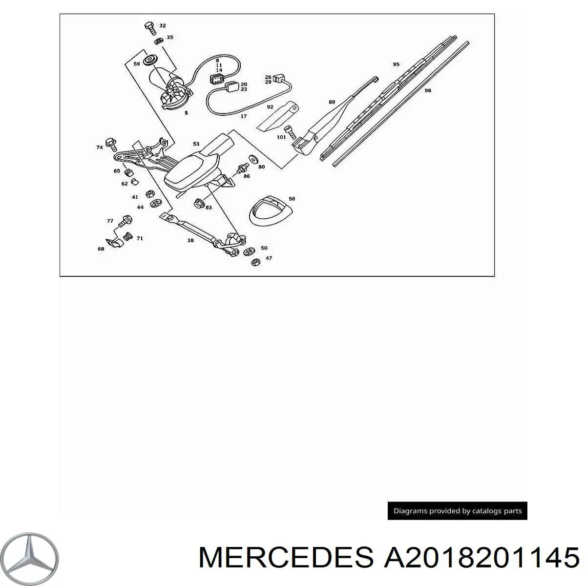 Щетка-дворник лобового стекла, пассажирская Mercedes A2018201145 цена, от 11.44 USD