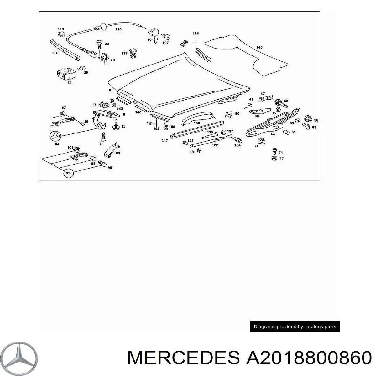 Замок крышки капота на Mercedes C (W201)